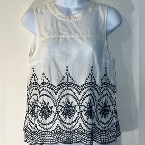 Freeway White and Black Embellished Sleeveless Tank Top